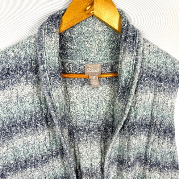 Chico's Sweater Vest Sz 3 (XL) Longline Office Boho Fall Chunky Cotton Lagenlook - Picture 2 of 9